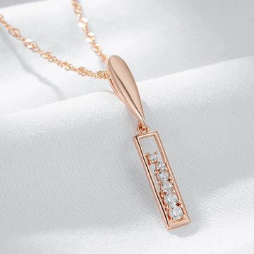 Gorgeous Rolled 14K Rose Gold AAA Zircon Diamonds Pendant And Necklace For Women - High Quality Daily Jewellery